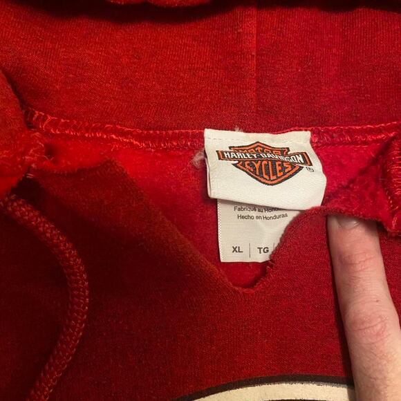 Red harley davidson biker hoodie - Picture 3 of 8